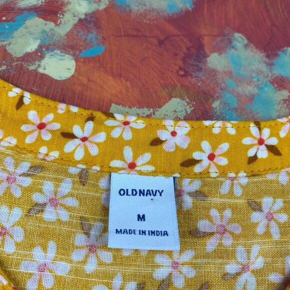 Old Navy Tank Top Womens M Floral Sleeveless Button Up Summer Bloomcore Prairie - Picture 10 of 10